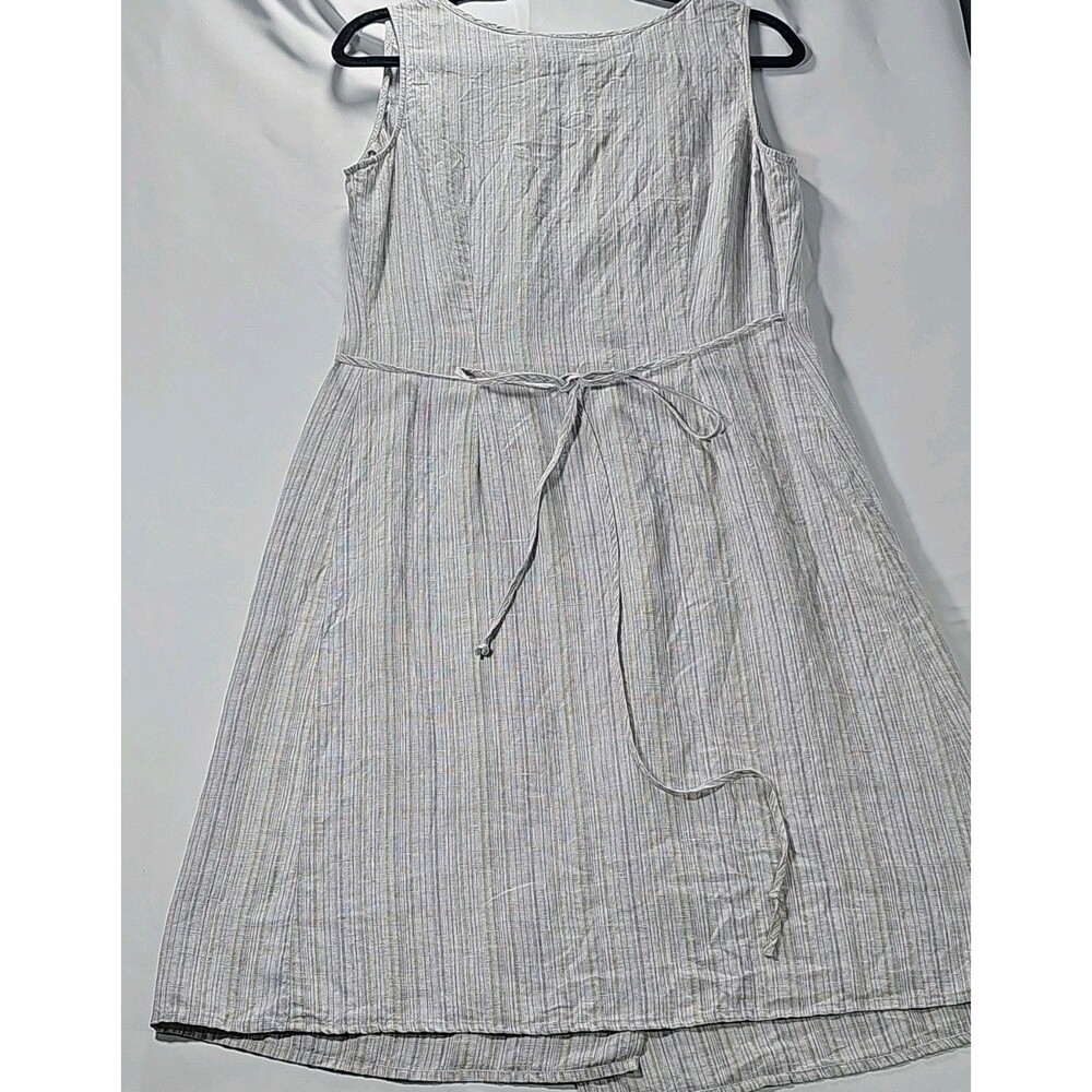 Patagonia Island Hemp Crossover Wrap Dress - Grey/Tan Stripe - Size 8